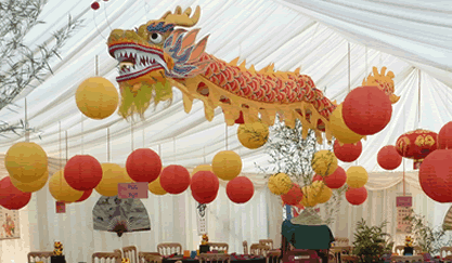 Dragon Costume hanging in Marquee
