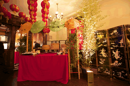 Chinese Props Hire  Bamboo Food Bar Decorated