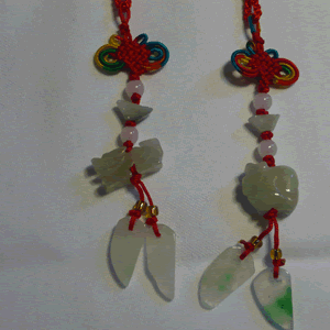 Jade Charms .. on loops, with Lucky Knot