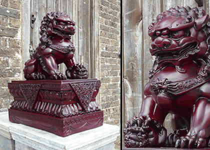Chinese Props  .. Foo Dogs on Plinths
